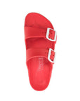 Top view of red Chatham EVA Sandal - Viking Comfort featuring dual white buckle straps and contoured footbed for women.