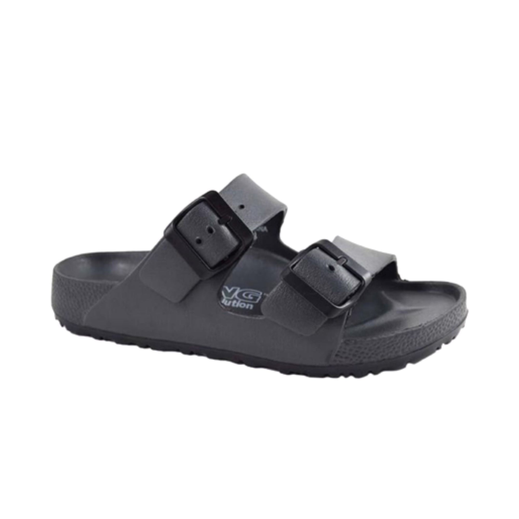 Black Chatham EVA Sandal - Viking Comfort with dual black buckle straps, designed for lightweight, shock-absorbing wear.