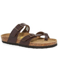 Women's Viking Tofino Toe-Loop Sandal in brown with adjustable straps and cork footbed for arch support. Ideal for summer comfort and style.
