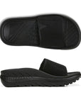 Top and side view of Vionic Rejuvenate Recovery Slide Sandal showcasing ergonomic design and durable tread for enhanced comfort and grip.