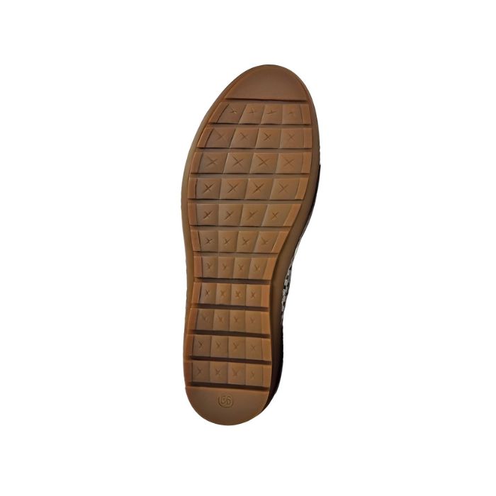 Tan outsole has square pattern tread on the 1543 flat by Volks Walkers