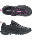 Top and side views of Women's Merrell MQM 3 GTX Hiking Waterproof Shoe showing breathable mesh upper, lace-up design, and padded collar for comfort.