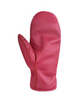 Side view of pink Auclair Kiva Moccasin Fingermitts for women, made from sheepskin leather with warm fleece lining and insulation.