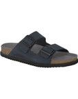Men's Mephisto Nerio Footbed Sandal in black nubuck leather with contoured cork footbed and slip-resistant outsole for superior walking comfort.