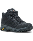 Men's Merrell Moab 3 Thermo Mid Hiking Boot in black, featuring waterproof construction and aggressive tread for winter trail performance.