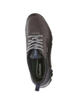 Top view of brown Dunham Glastonbury Ubal II Sneaker showing lace-up closure and padded collar for secure and comfortable fit.
