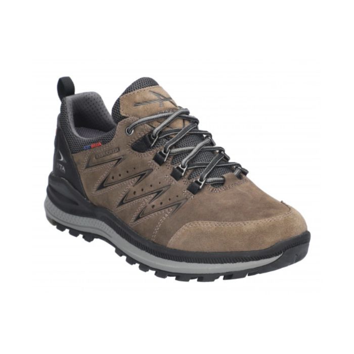 Men's All Rounder by Mephisto Rake Off-Tex Sneaker in brown with waterproof suede, lace-up front, and supportive hiking-style sole.