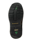Outsole of the Battery Park in black. Black, slip resistant outsole with Dunham logo in the center.
