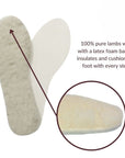 Close-up of Moneysworth & Best Arctic Thermal Insoles made from 100% pure lambswool with latex foam backing for insulation and comfort.