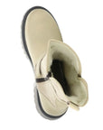 Top view of beige Bos & Co Anova Boot showing plush Merino wool lining and mid-calf fit.
