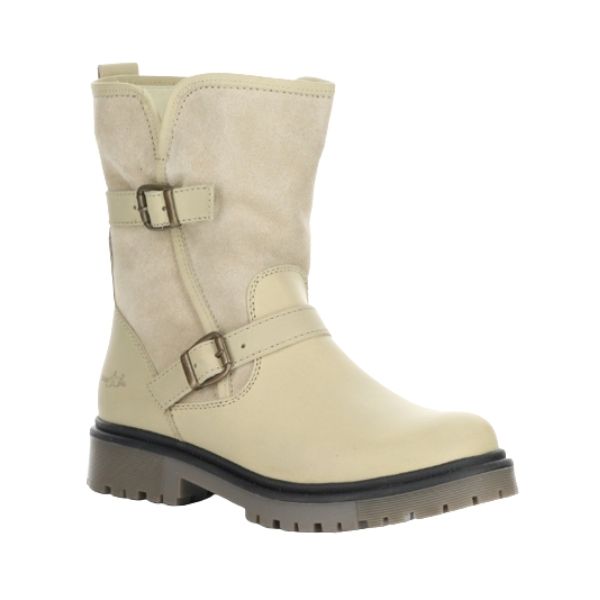 Women's Bos & Co Anova Mid-Height Boot in beige with suede shaft and waterproof leather lower for cold weather.