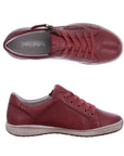 Top and side view of the Caren 12 Sneaker in Bordo. Lining is grey with Josef Seibel logo on the insole.