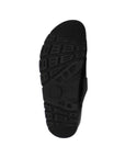 Outsole of Mephisto Zach Footbed Sandal in black, featuring a textured grip pattern for enhanced traction and stability.
