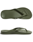 Pair of Green foam toe thong sandals.