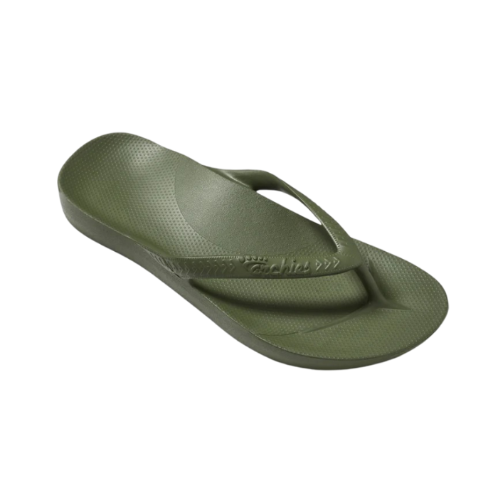 Green foam toe thong sandal.
