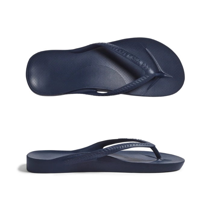 Pair of navy foam toe thong sandals