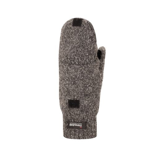 Grey knit mitten with Thinsulate insulation.