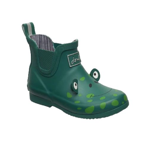 Green frog rubber welly boot with 3D eyes