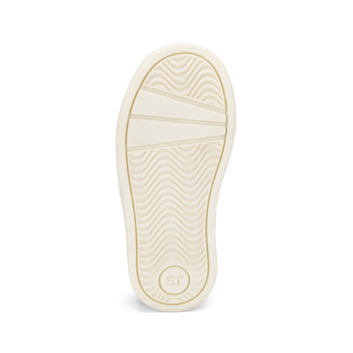 White light treaded outsole with "SR" logo stamped at heel.