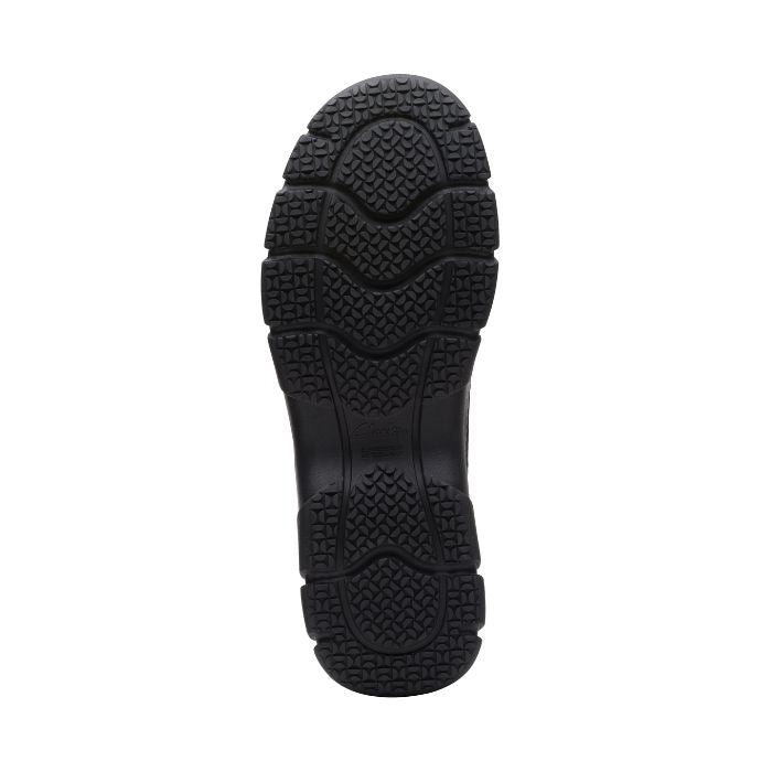 Black rubber outsole with good grip.