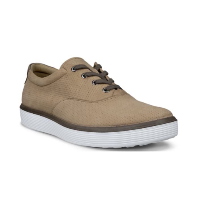 Nutmeg brown casual sneaker with dark brown laces, dark brown line above midsole and a white outsole.
