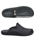 Pair of Black leather clogs with detail stitching and Josef Seibel logo'd footbed.