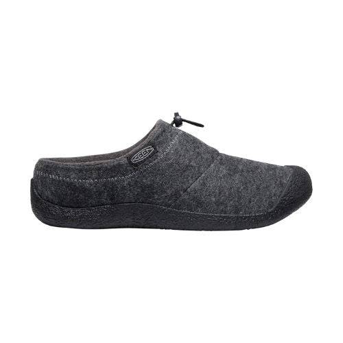 Side view of the Howser III Clog in Grey. Small KEEN logo is stitched to the side. 