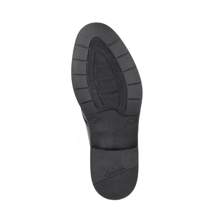 Black rubber outsole with Rieker logo imprinted on heel.