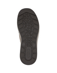 Black rubber outsole with square and circle light tread pattern and Rieker logo on heel.