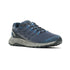 Men's Merrell Fly Strike GTX Sneaker in navy with waterproof mesh upper and rugged sole, ideal for trail running and outdoor wear.