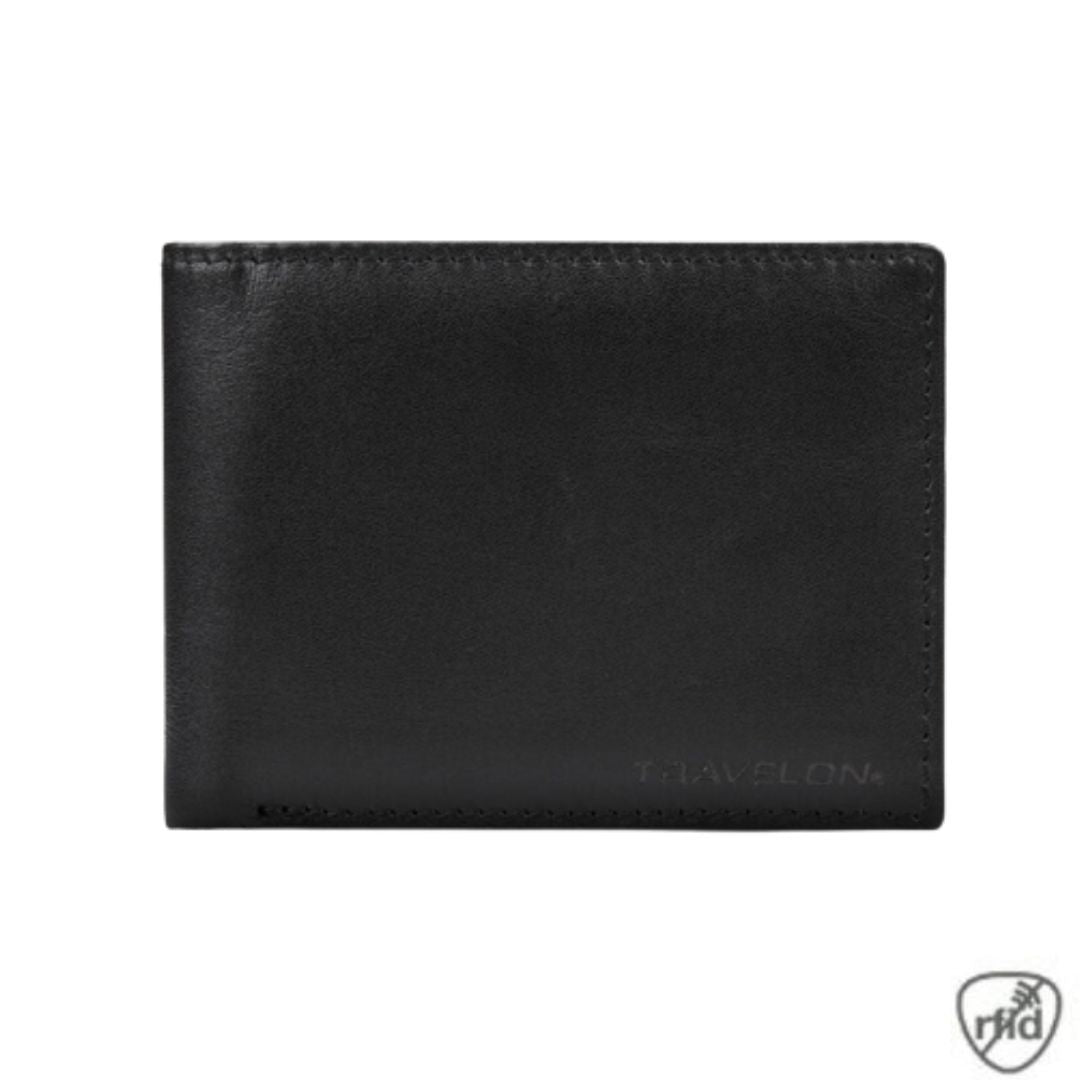 Black leather billfold wallet.
