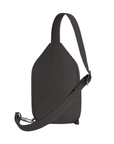 Back of Grey sling bag with an adjustable strap.