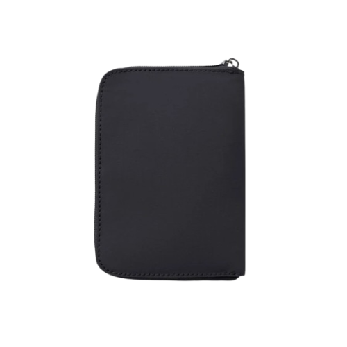 Black zippered wallet.