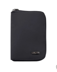 Black zippered wallet with Travelon and RFID symbol.