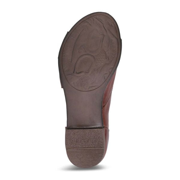 Outsole view of Women's Bueno Tanner Leather Sandal showing flexible rubber sole with textured grip for added traction.