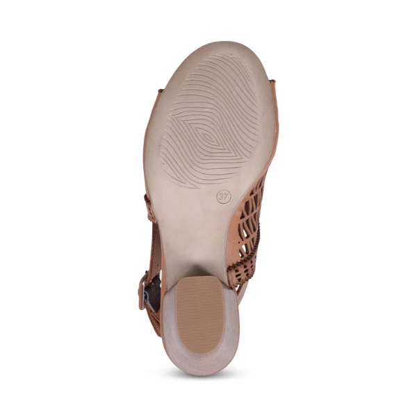 Outsole of Cali heeled sandal. 