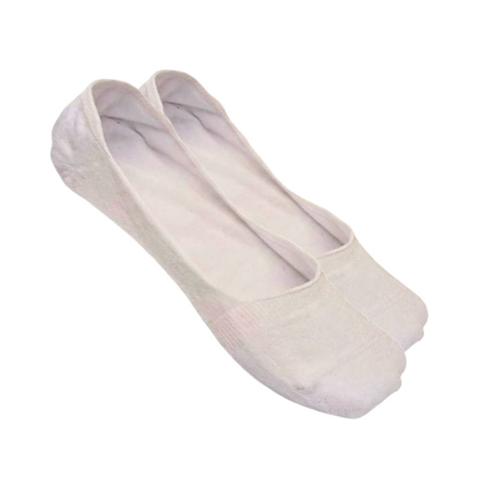 Pair of white no show socks.