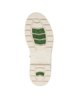 White deep treaded outsole with green fiber glass grip sections and Remonte logo stamped in middle.