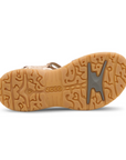 Outsole of Women's Ecco Yucatan Slim Walking Sandal in beige showing durable tread pattern and ECCO Receptor Technology for traction.