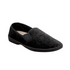 Debbie 2 Slipper in black. Black textile upper with subtle embossed pattern, and a black rubber outsole.