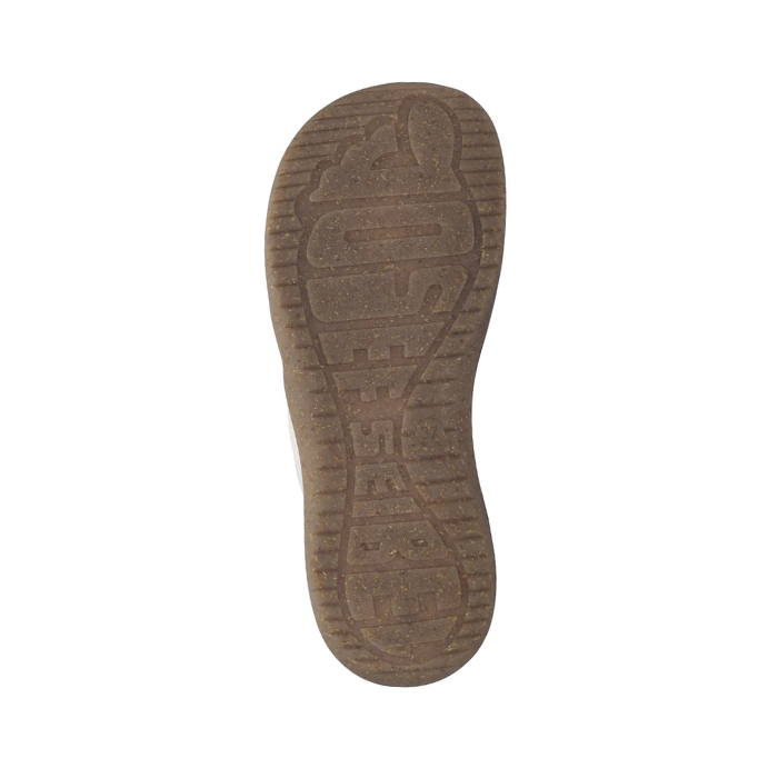 Brown light treaded outsole with foot shaped tread pattern and Josef Seibel logo.