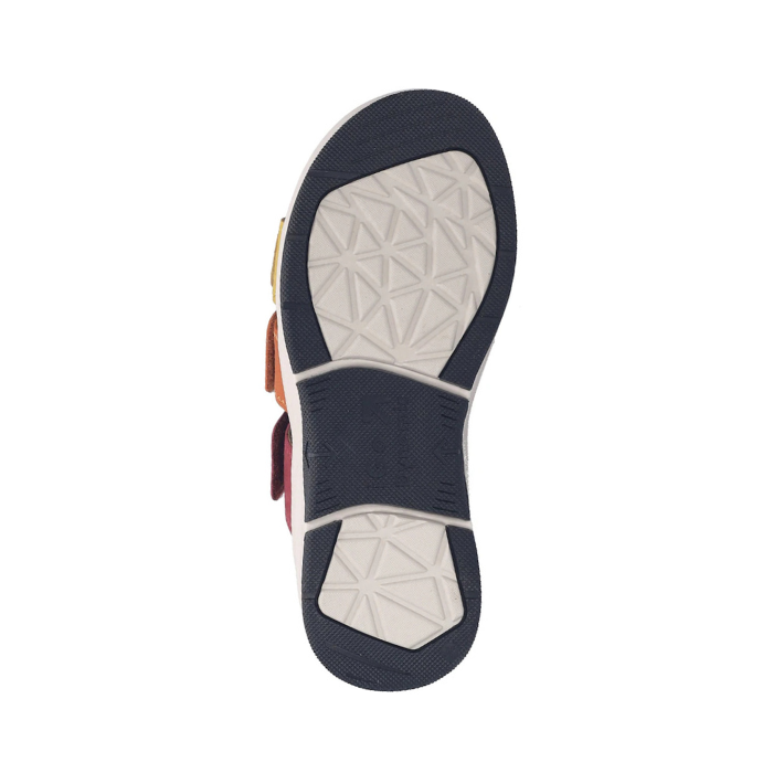 Black and white light treaded outsole with  Josef Seibel logo stamped in middle.