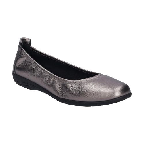 Josef Seibel Fenja 01 Flat for women in metallic finish, offering a stylish and comfortable leather flat for casual or dressy occasions.