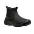 Chelsea Boot in black leather with side goring, front and back pull tabs and a rugged outsole connected to toe bumper.