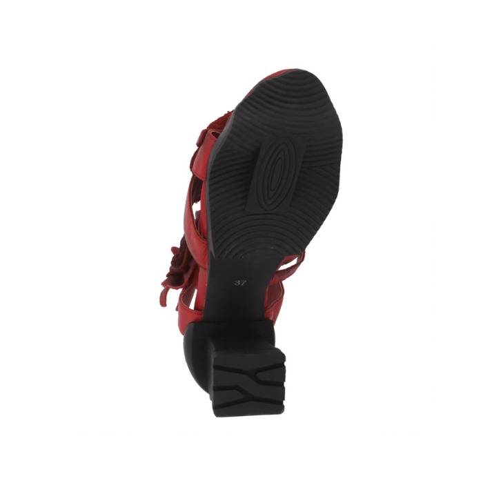 Black rubber light treaded outsole with block heel.