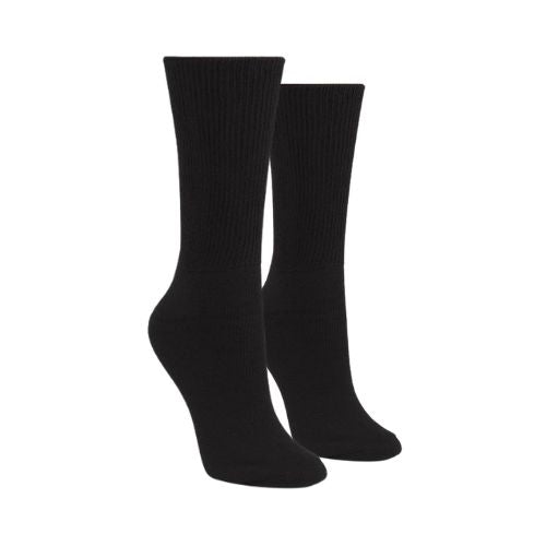 Black cotton crew sock.