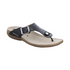 Women's Mephisto Alinda Thong Footbed Sandals in black leather with SOFT-AIR Technology and adjustable strap for stylish cushioned support.