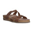 Women's Mephisto Hannel supportive sandal in brown with SOFT-AIR technology and cork midsole. Designed with two adjustable leather straps.