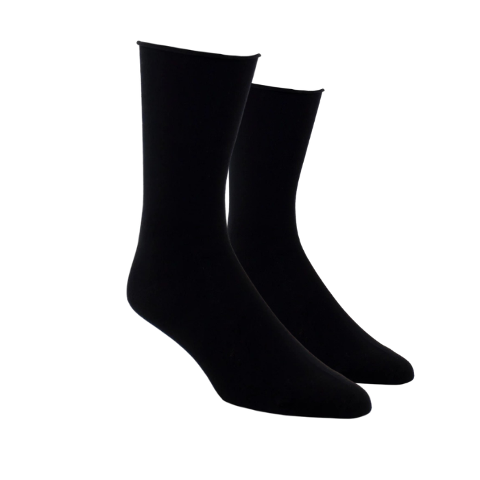 Black socks with roll top cuff