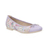 Women's Remonte D0K04 Ballet Leather Flat in lavender with floral side panels, lightweight and flexible for everyday wear.